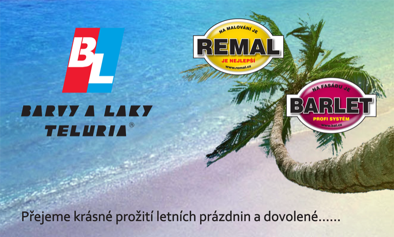 Společnost BARVY A LAKY TELURIA, s.r.o. přeje všem svým obchodním partnerům příjemné prožití prázdnin a dovolených, dny plné barev, sluníčka, pohody a odpočinku!