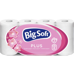 Big Soft Plus 2vrstvý toaletní papír, 8 rolí, 17,6 m role