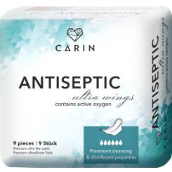 Carin Antiseptic Ultra Wings tenké vložky intimky, 9 ks