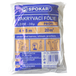 Spokar zakrývací folie na malování, 30 µ, 20 m², 4 × 5 m
