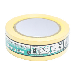 Mako zakrývací stavební PVC lepicí páska, štukatérská, lepí 6 týdnů, šířka 38 mm, délka 33 m