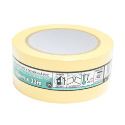 Mako zakrývací stavební PVC lepicí páska, štukatérská, lepí 6 týdnů, šířka 50 mm, délka 33 m