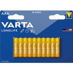 Varta Longlife AAA alkalické baterie, 10 ks