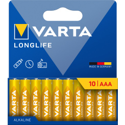 Varta Longlife AAA alkalické baterie, 10 ks
