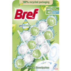 Bref WC blok Pro Nature Mint &amp; Eucalyptus, 3× 50 g