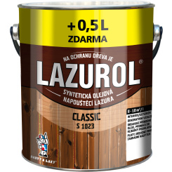 Lazurol Classic S1023 tenkovrstvá lazura na dřevo s obsahem olejů, 0022 palisandr, 2,5 + 0,5 l