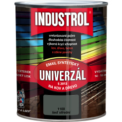 Industrol S2013 univerzál lesk vrchní barva na kov a dřevo, 1100 šeď střední, 600 ml