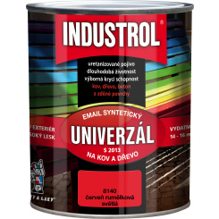 Industrol S2013 univerzál lesk vrchní barva na kov a dřevo, 8140 světlá červeň rumělka, 750 ml