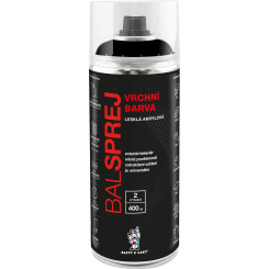 BALSPREJ vrchní univerzální akrylová barva ve spreji, RAL 9005 černý lesk, 400 ml
