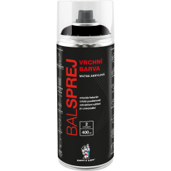 BALSPREJ vrchní univerzální akrylová barva ve spreji, RAL 9005 černý mat, 400 ml