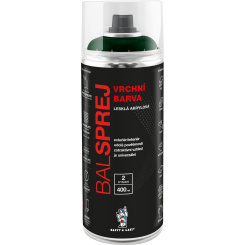 BALSPREJ vrchní univerzální akrylová barva ve spreji, RAL 6005 zelená mechová, 400 ml