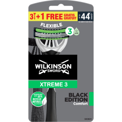 Wilkinson Sword Xtreme3 Black jednorázový holicí strojek, 4 ks