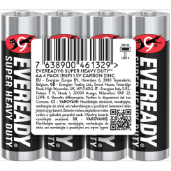 Eveready AA zinkovo-chloridové tužkové baterie, 4 ks