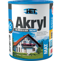 Het Akryl Mat univerzální barva na dřevo i kov, 0100 bílá, 700 g