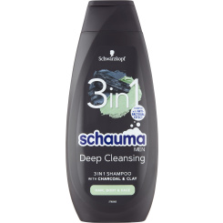 Schauma šampon Men 3v1 Charcoal &amp; Clay, 400 ml