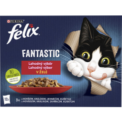 Felix Fantastic kapsičky pro kočky s kuřetem, hovězím, králíkem a jehněčím, 12 × 85 g