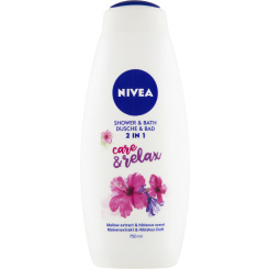 Nivea Care &amp; Relax sprchový gel &amp; pěna do koupele, 750 ml