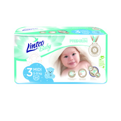 Linteo Baby Premium Midi dětské pleny 5 až 9 kg, 54 ks