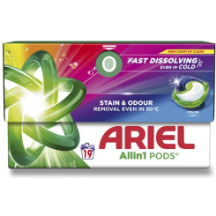 Ariel All in 1 Pods Color gelové kapsle na praní na barevné prádlo 19 kusů