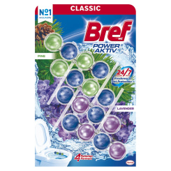 Bref Power Aktiv Pine &amp; Lavender tuhý WC blok, 4× 50 g
