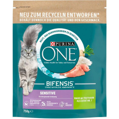 Purina One Sensitive granule pro kočky s krůtím a rýží, 800 g