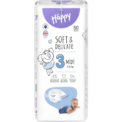Bella Happy Midi 3 dětské pleny jednorázové 5-9 kg, 50 ks