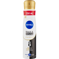 Nivea Black &amp; White Invisible Silky Smooth antiperspirant ve spreji, 250 ml