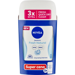 Nivea Fresh Natural tuhý deodorant, 2× 50 ml