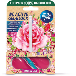 Ambi Pur WC Active gel-blok růže &amp; lilie 45 g