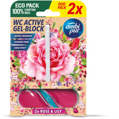Ambi Pur WC Active gel-blok růže &amp; lilie 2x45 g