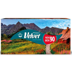 Velvet Nature 3vrstvé papírové kapesníky, box 90 ks