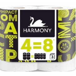 Harmony Compact 3vrstvý toaletní papír 4=8, 4 role, 34 m role