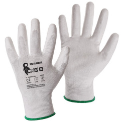 Brita CXS White pracovní rukavice, bílé, máčené v polyuretanu, velikost 7, 1 pár