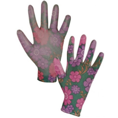 Leiva pracovní rukavice polomáčené s květinovým potiskem, velikost 7, 1 pár