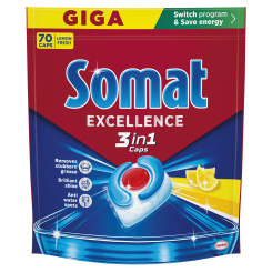 Somat Excellence 3v1 tablety do myčky Lemon, 70 ks