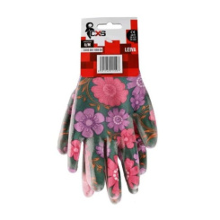 Leiva pracovní rukavice máčené v polyuretanu s květinovým potiskem, velikost 8, 1 pár