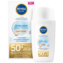 Nivea Sun Ultra Light Daily Fluid tónovací krém na opalování světlý odstín OF50+, 40 ml
