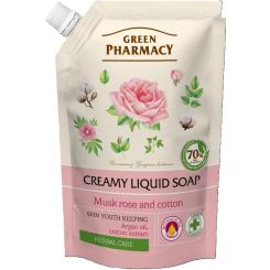 Green Pharmacy Pižmová růže a bavlna tekuté mýdlo náhradní náplň 460 ml