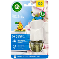 Air Wick Essential Oils Linen &amp; White Orchid - Prádlo a orchidej elektrický osvěžovač vzduchu komplet 19 ml