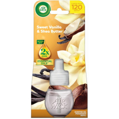 Air Wick Essential Oils Vanilla &amp; Shea Butter - Vanilka a bambucké máslo, elektrický osvěžovač náhradní náplň 19 ml
