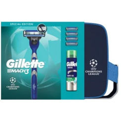 Gillette sada holicí strojek + 4 hlavice, taška a gel na holení 200 ml