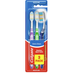 Colgate Extra Clean medium zubní kartáček 3-pack