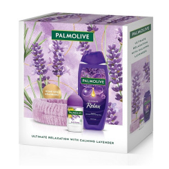 Palmolive Relax dárkový set sprchový gel 500 ml + deodorant roll-on + čelenka