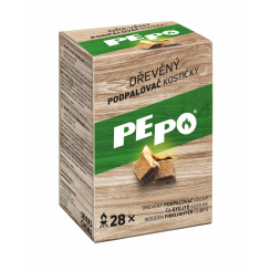 PE-PO Dřevěný podpalovač kostičky 28 ks