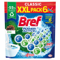 Bref Power Aktiv Pine tuhý WC blok, 6 × 50 g
