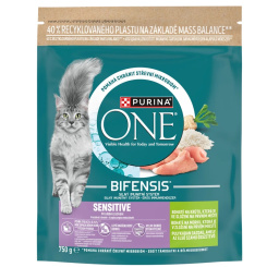 Purina ONE Bifensis Sensitive granule pro kočky krůta a rýže, 750 g