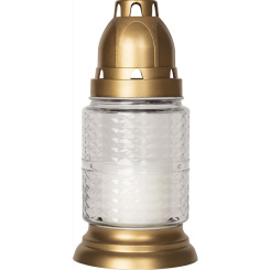 Bispol hřbitovní skleněná lampa elegantní, doba hoření 15 hodin 50 g, výška 16,5 cm