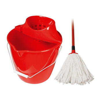 Spokar Mop souprava, bavlněný mop včetně kbelíku a ždímače, červený