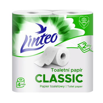 Linteo Classic 2vrstvý toaletní papír, 4 role, 15 m role