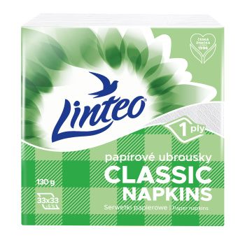 Linteo Classic 1vrstvé bílé papírové ubrousky, 33 x 33 cm, 100 ks